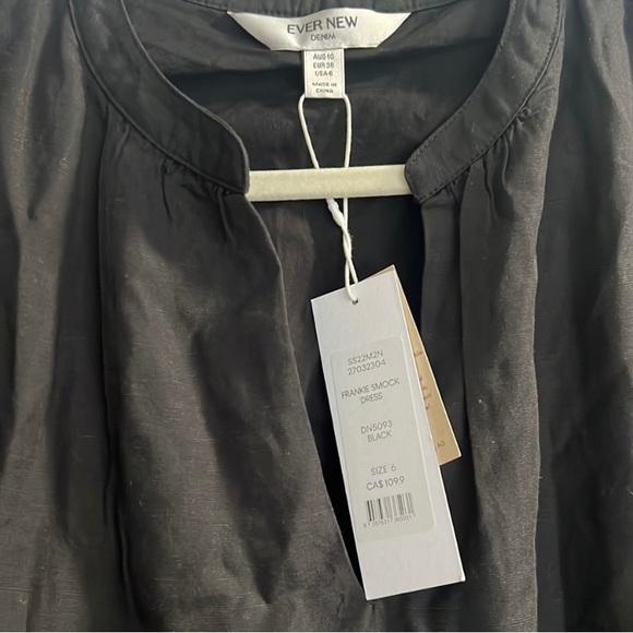 EVER NEW Black Tiered Linen blend dress — NWT - Picture 2 of 3